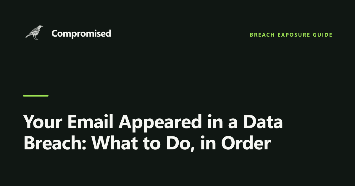 Your Email Appeared in a Data Breach: What to Do, in Order